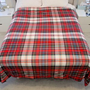 Pottery Barn Red Plaid 100% Organic Cotton Full Queen Duvet Cover 92" x 88"
